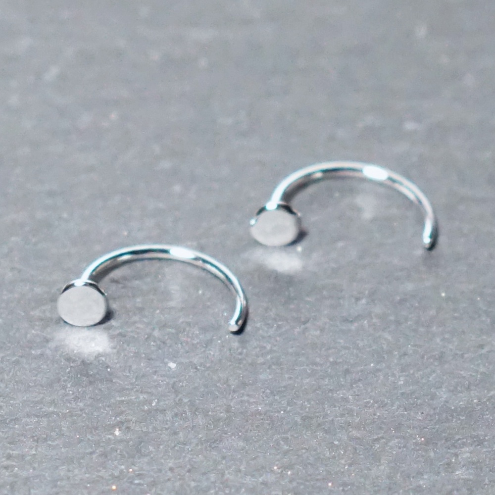 New 925 Sterling Silver Circle Hook Stud Earrings